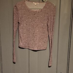 Pink Rose Dusty Pink Floral Long Sleeve Top